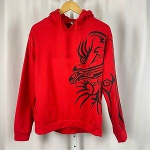 West Street Haku Medium Fleece Inner Chinese Dragon Print Hoodie Sweatshirt